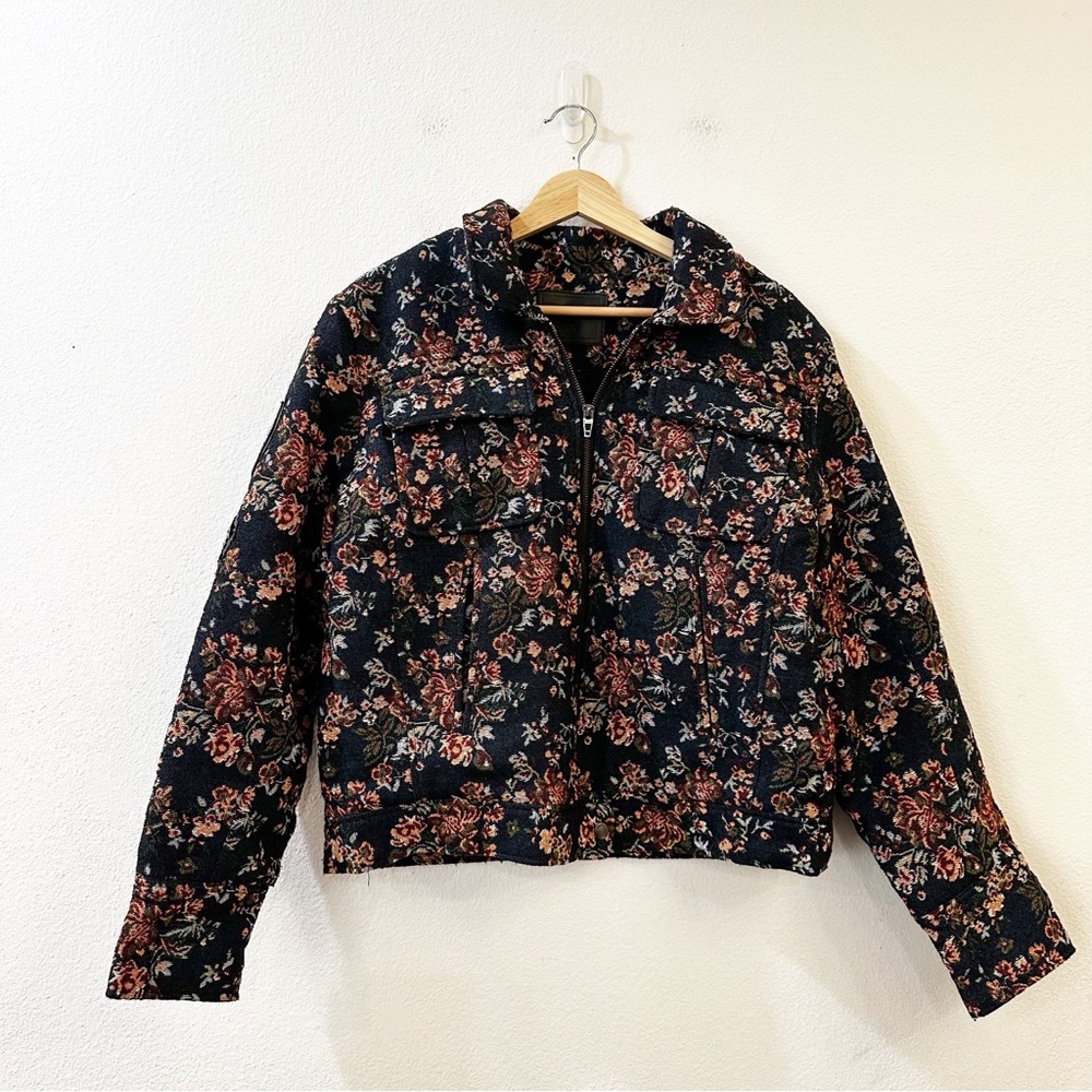 Blank NYC Tapestry Flight Floral Printed Bomber Jacket Size Large - Picture 7 of 15